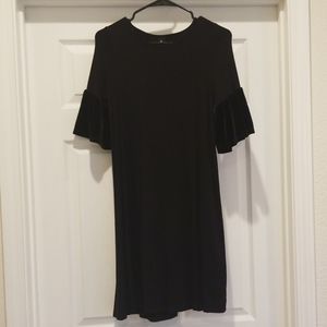Black tshirt dress with velvet sleeves